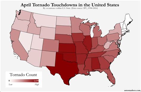 April Tornado Touchdown Conus State Ustornadoes