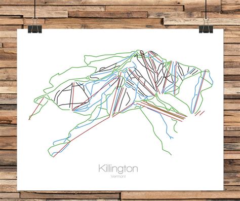 Killington Ski Map Killington Vermont Modern Wall Art | Etsy