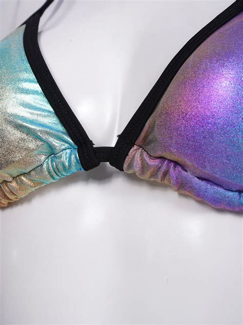 Womens Shiny Micro Bikini Set Bra With G String Thong Bathing Suit Sexy