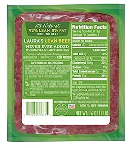 Laura S Lean 92 Lean Ground Beef 8 1lb Packages Amazon In