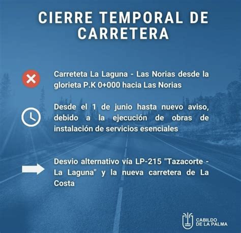 Straße La Laguna Las Norias bis auf weiteres gesperrt