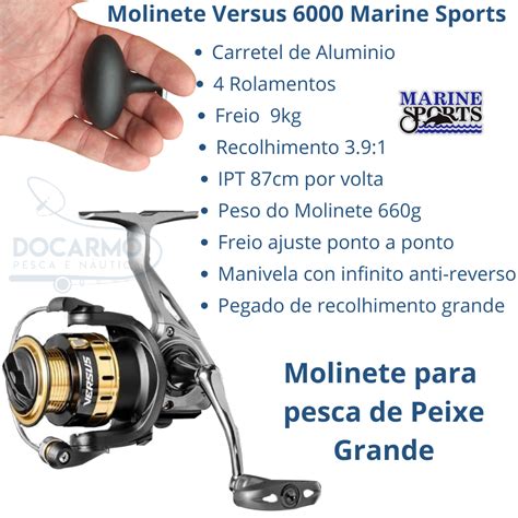 Molinete Versus 6000 Marine Pesca Pesada Carretel Aluminio Docarmo Pesca