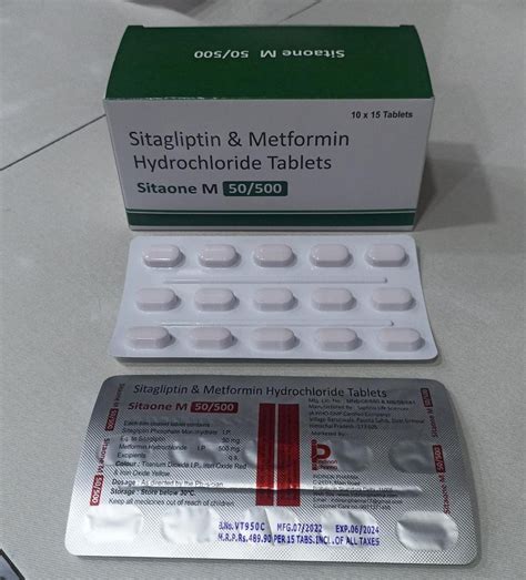 Sitagliptin 50mg And Metformin Hydrochloride 500mg Tablets At ₹ 500 Box