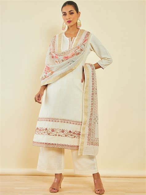 Buy Soch Ethnic Motifs Embroidered Sequinned Kurta With Trousers