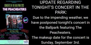 Concerts In The Ballpark Weather Cancellation Rescheduled For