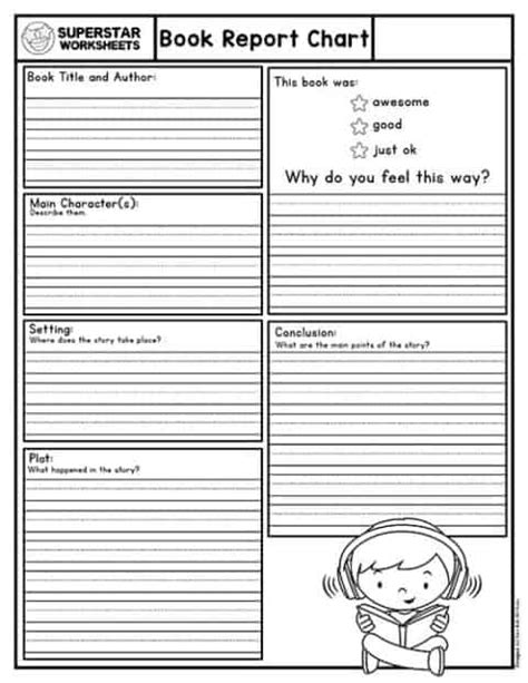 Book Report Templates Superstar Worksheets