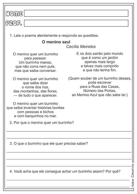 Atividade Sobre Poema 6 Ano - Atividades Sobre Poema 6 Ano - ZULEDU