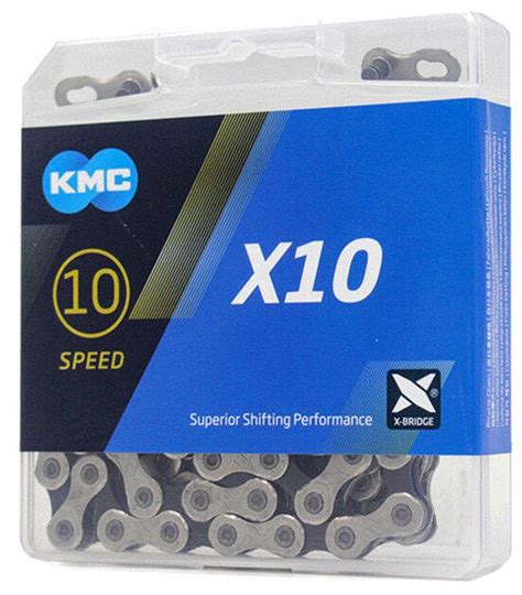 Цепь KMC X10 10 скоростей 114 звеньев silver/black + замок: продажа ...