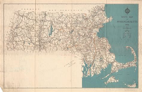 Massachusetts 1941a State Highway Map Reprint Old Maps