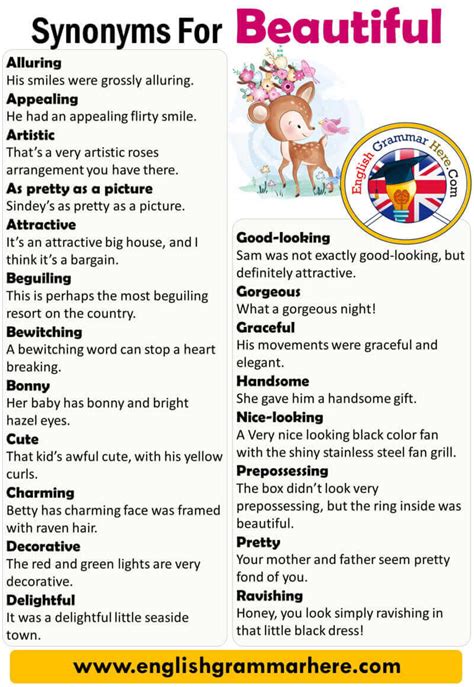 English Synonyms Beautiful Definition And Examples Another Words For