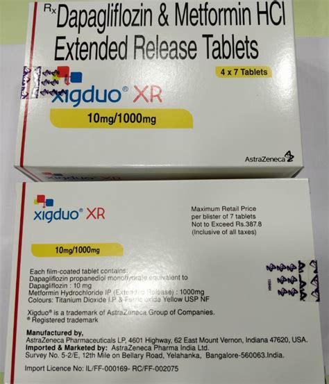 Astrazeneca Xigduo Xr Mg Mg Dapagliflozin And Metformin Tablet