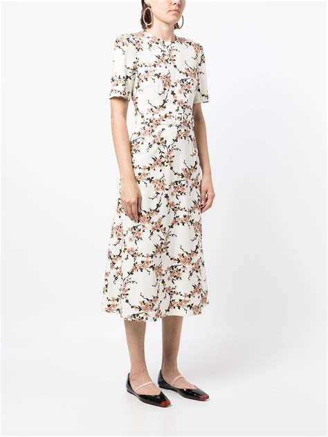 Jane Primrose Floral Print Dress With Cape In Nude ModeSens