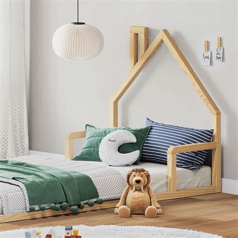 Cama Infantil Solteiro Madeira Montessoriana de Chão Eloa Natural