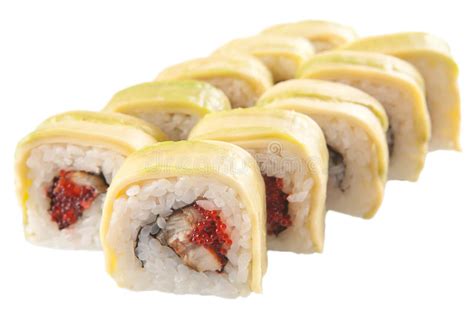 Rollos De Sushi Japoneses En El Fondo Blanco Imagen De Archivo Imagen