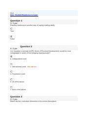 Quiz Student Readiness To Learn Docx Quiz Quiz Student Readiness To