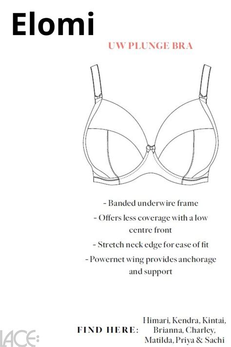 Elomi Priya Plunge Bra G M Cup Lace Lingerie