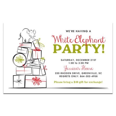 White Elephant Invitation