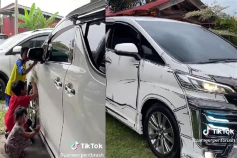 Waduh Bocah Bocah Ini Asyik Corat Coret Mobil Alphard Gak Disangka