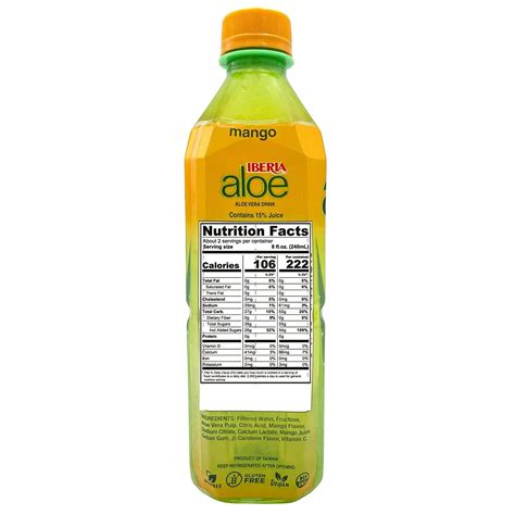 Iberia Aloe Vera Drink With Pure Aloe Pulp Mango 16 9 Fl Oz Pack Of 8