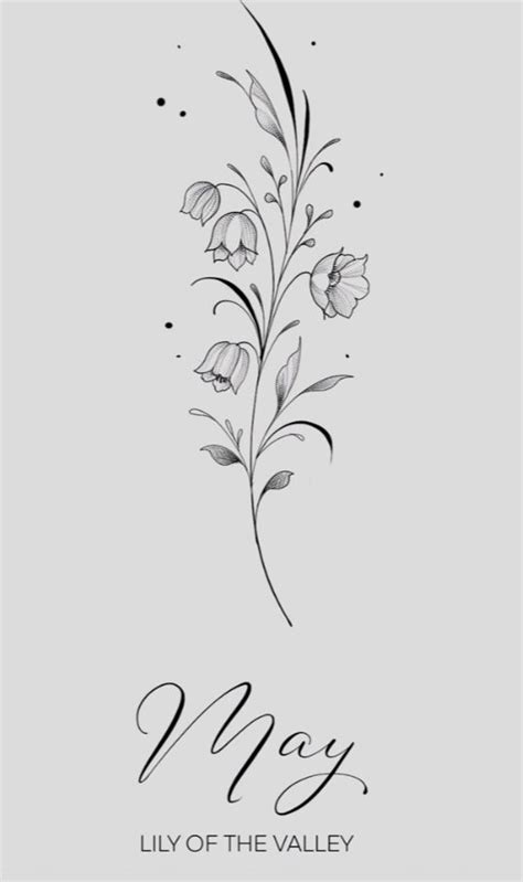 A Black And White Drawing Of Flowers With The Words May Lily Of The Valley