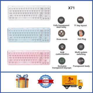 YUNZII X Transparent Wireless Mechanical Keyboard GASKET Structure Hot Swappable RGB Custom