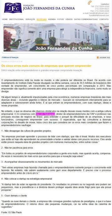 Site Fundação João Fernandes da Cunha Notícias OS CINCO ERROS MAIS