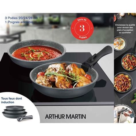 Batterie De Cuisine Arthur Martin Am Gm Set De Po Les Gris Mat