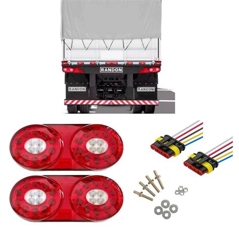 Kit Lanternas Traseira Carreta Randon Led Chicotes Ampec