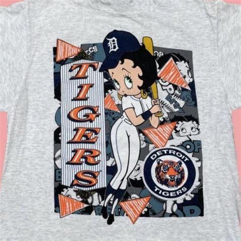 Tops Vintage 1992 Detroit Tigers Betty Boop Shirt 9s 80s Tee For Fan