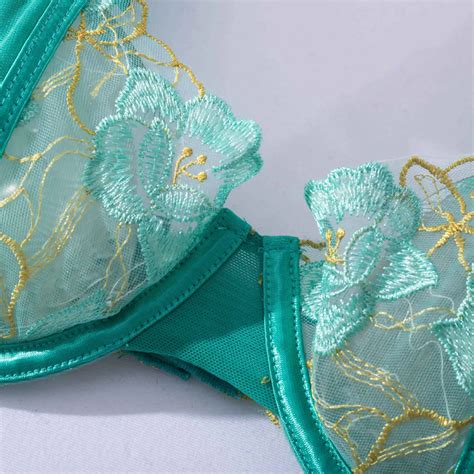Lingerie Transparent Sexy Exotic Dance Wear Womens See Through Embroidery Flower Lace Mesh