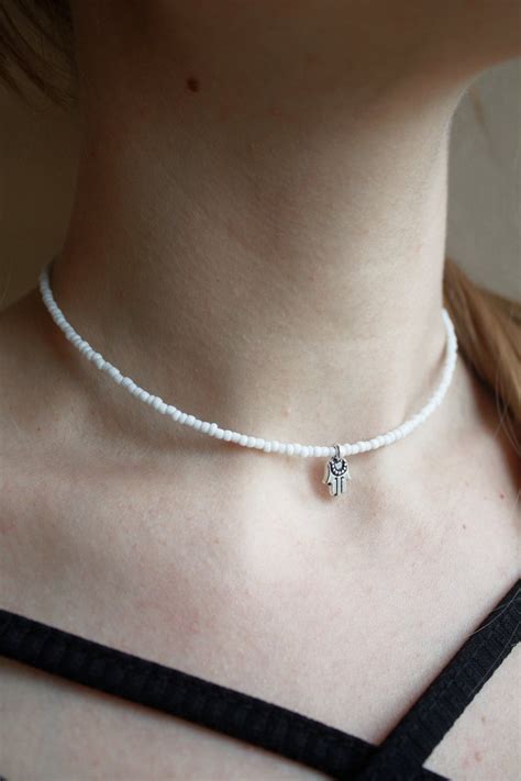 Dainty Choker With Charm Seed Bead Zodiac Necklace Beaded Etsy