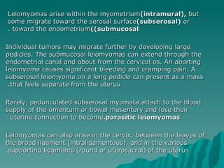 Gynaecology Benign Tumor Of The Uterus Dr Sundus PPT