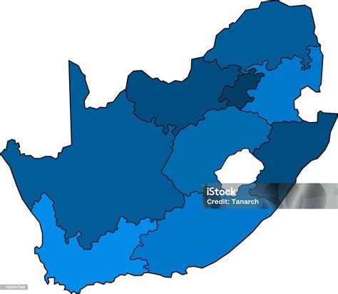 파란색 윤곽 은 흰색 배경에 남아프리카 지도 벡터 그림입니다 남아프리카공화국에 대한 스톡 벡터 아트 및 기타 이미지 남