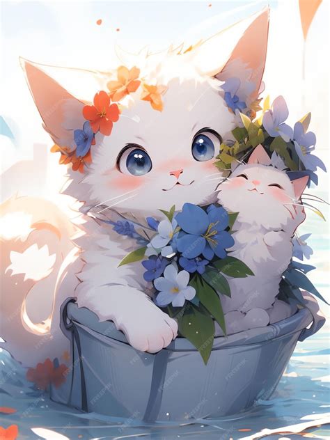 Premium AI Image | Cute cat anime art styles