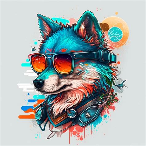 Premium Photo Illustration Of A Adorable Wolf Wearing Sunglasses