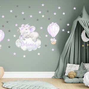 Hot Air Balloon Elephant Nursery Decal Nursery Elephant Wall Decor Safari Decal Baby Room