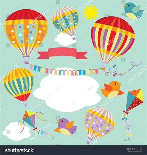 Hot Air Balloon Vector Illustration Stock Vector Royalty Free 211454473 Shutterstock