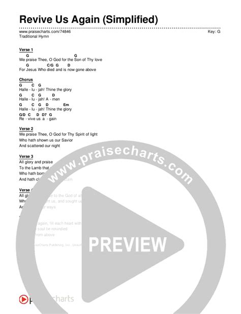 Revive Us Again (Simplified) Chords PDF (Traditional Hymn) - PraiseCharts