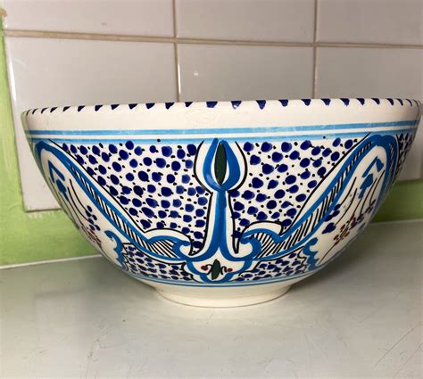 Beautiful Ceramic Large Deep Serving Bowl Handmade And Painted Etsy