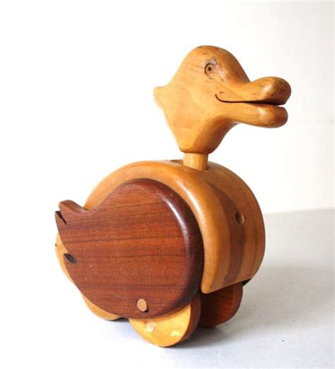 Sale Vintage Wood Duck Childrens Pull Toy Kids Child