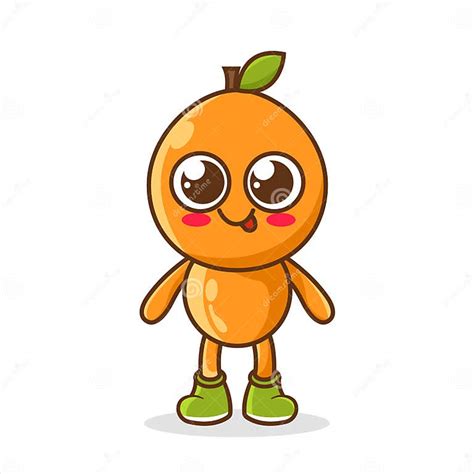 Cute Cartoon Orange Character Cute Orange Mascot Vector Illustration