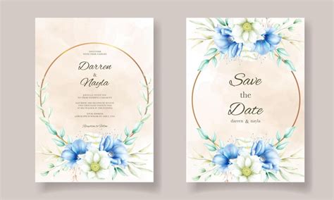 Premium Vector Wedding Invitation With Beautiful Watercolor Flowers