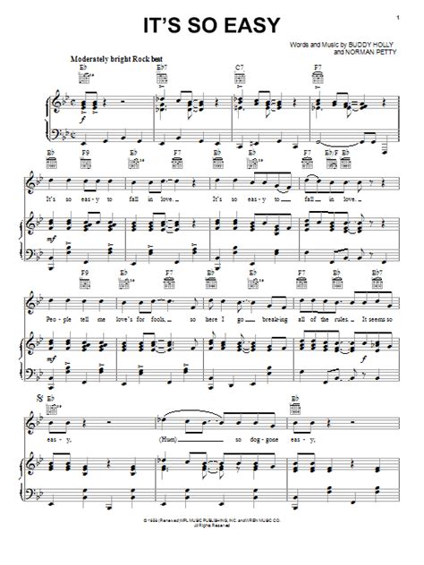 Its So Easy By Linda Ronstadt Sheet Music For Piano Vocal And Guitar