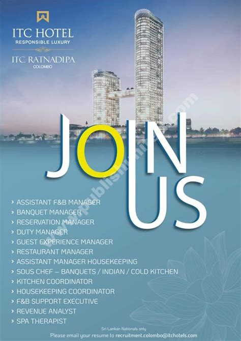 🏬 Itc Ratnadipa Hotel Colombo Job Vacancies Publishunited