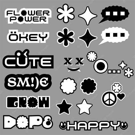 Premium Vector Set Of Cool Y2k Stickers Vector Design Trendy Pop Art