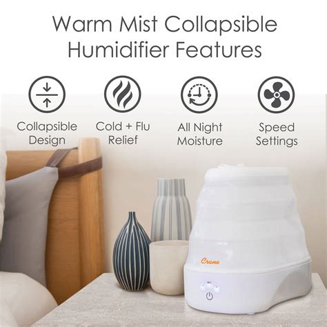 1 Gal Warm Mist Collapsible Humidifier White Top Fill For Medium Rooms Up To 500 Sq Ft