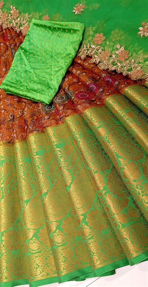 Organza Kalankari Printed With Kanchi Border Lehenga