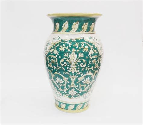 Vaso Portaombrelli Deruta Verde Ceramica Dipinta A Mano Ceramiche