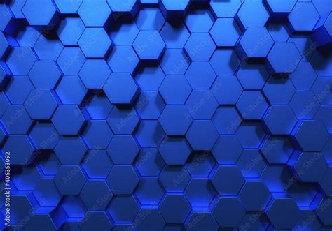 Blue Hexagon Honeycomb Shapes Matte Surface Moving Up Down Randomly