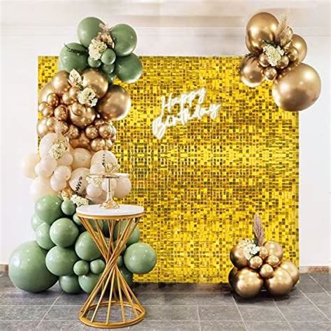 Mocsicka Gold Shimmer Wall Backdrop 24pcs Square Sequin